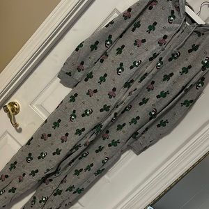 Christmas cactus zip up Pjs with hoodie